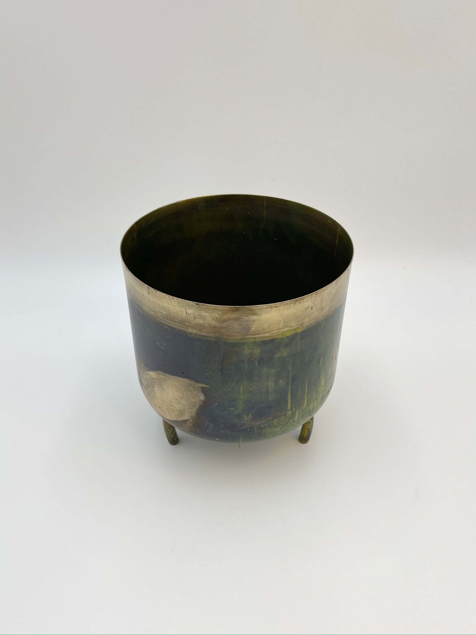 Metal Plant Pots, Old Green