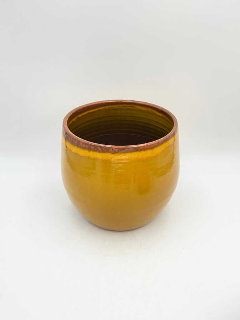 Ochre Yellow Plant Pot Charlotte - Ceramic Retro House Plant Pot