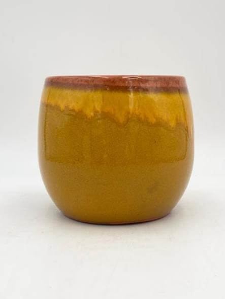 Ochre Yellow Plant Pot Charlotte - Ceramic Retro House Plant Pot