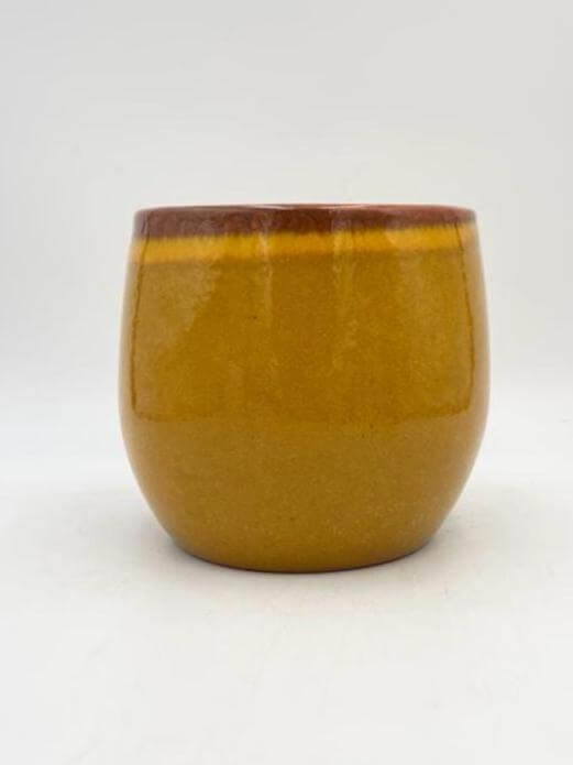 Ochre Yellow Plant Pot Charlotte - Ceramic Retro House Plant Pot