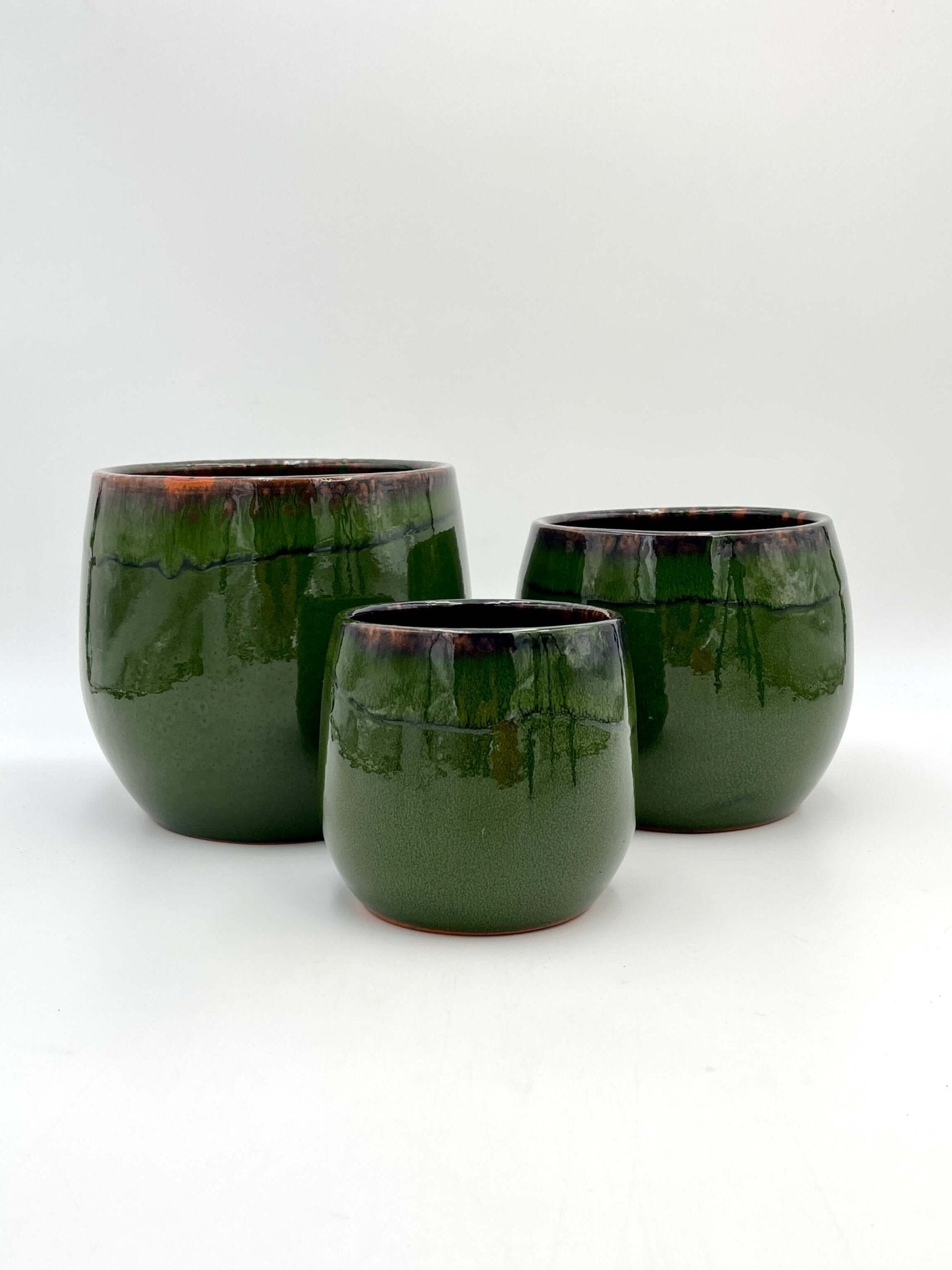 Retro Ceramic Plant Pot Charlotte - Emerald Green - Indoor Plant Pot