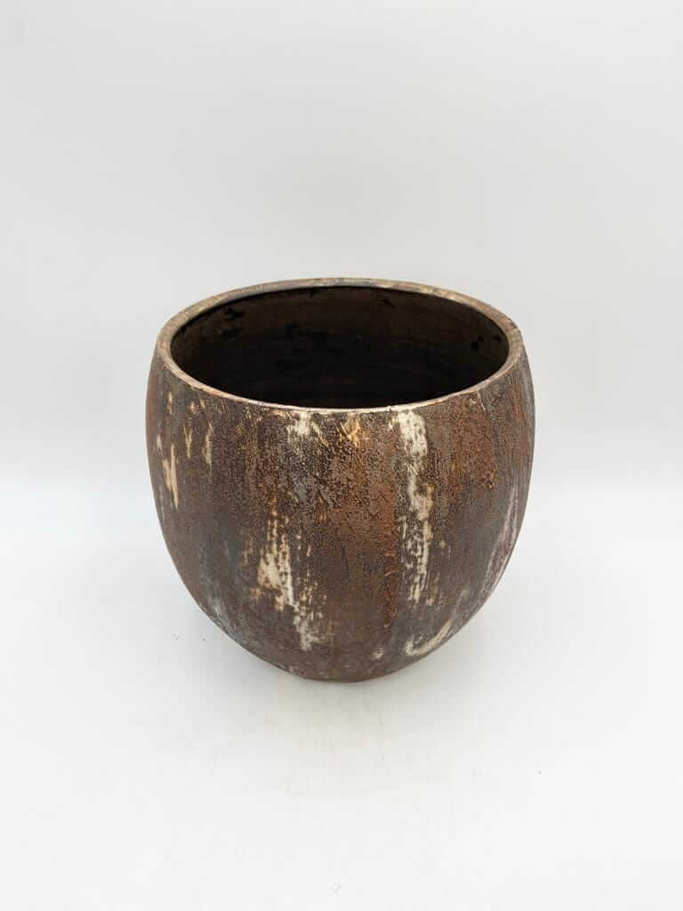 Roel Handmade Ceramic Indoor Pot, Rust Brown, D14cm
