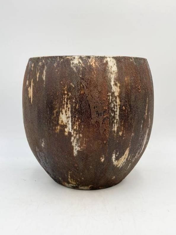 Roel Handmade Ceramic Indoor Pot, Rust Brown, D14cm