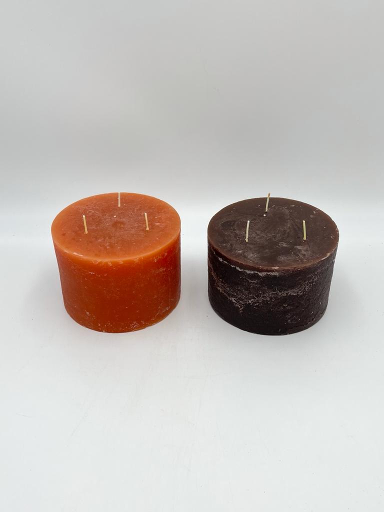 Rustic 3 Wick Candle, H10cm