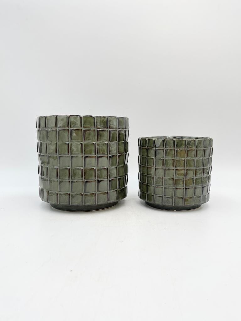 Stian Ceramic Houseplant Pots, Moss Green