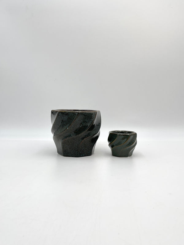 Twisted Ceramic Plant pots, Green