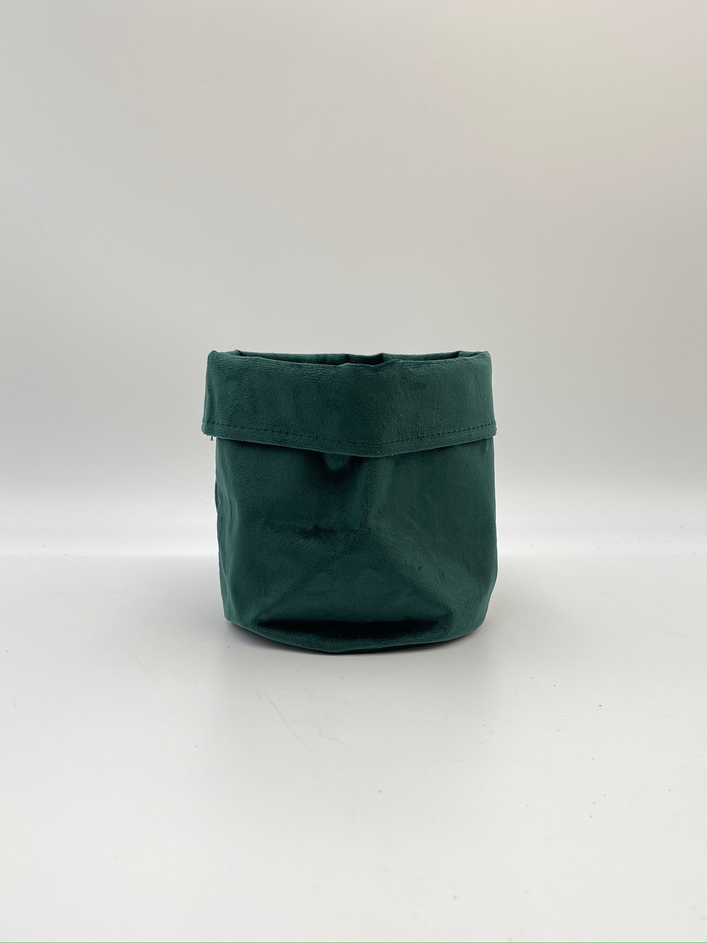 Velvet Fabric Plant Pot, Green, D16cm