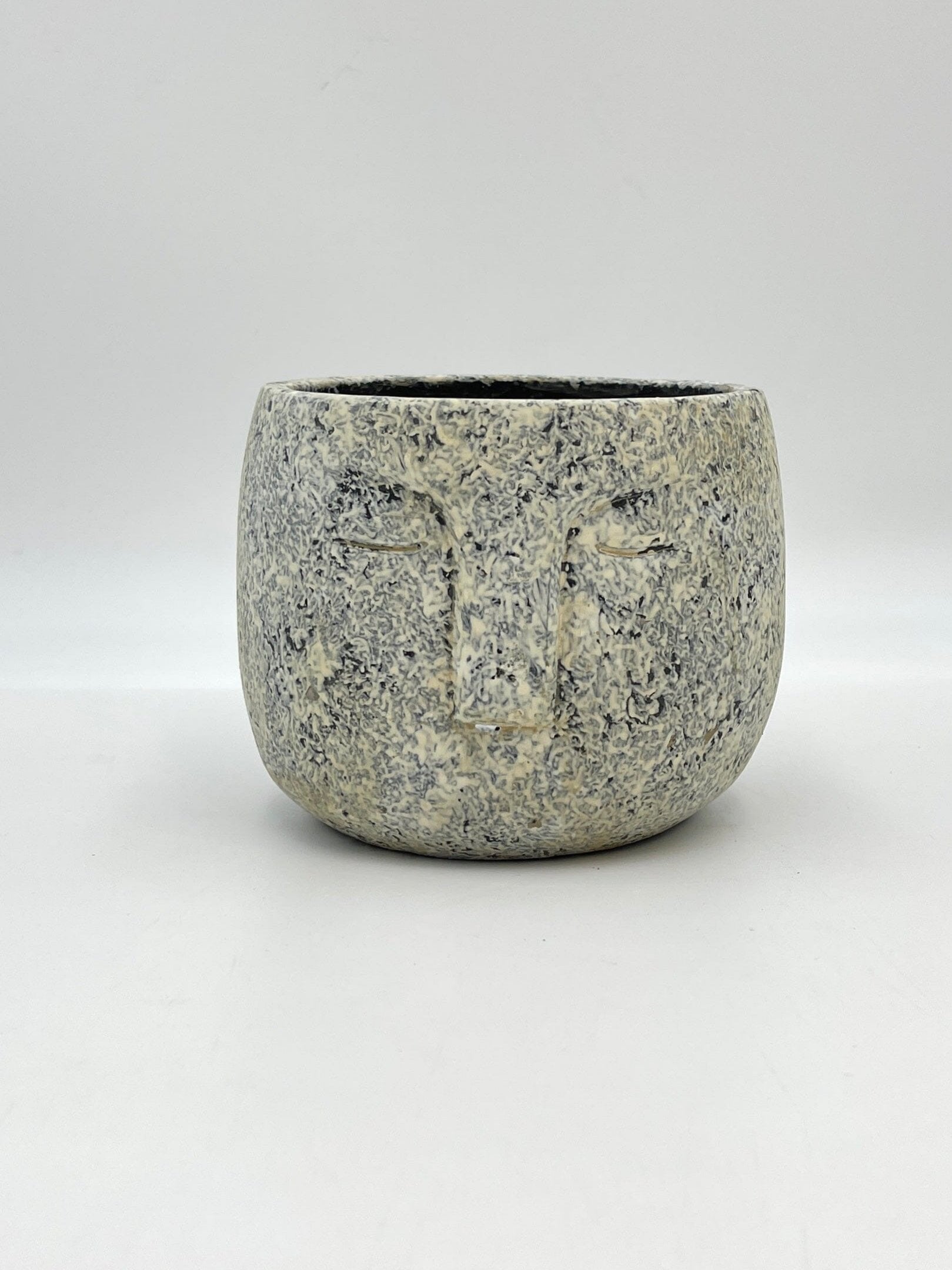 Wise Handmade Concrete Face Pot, Grey, D16 cm